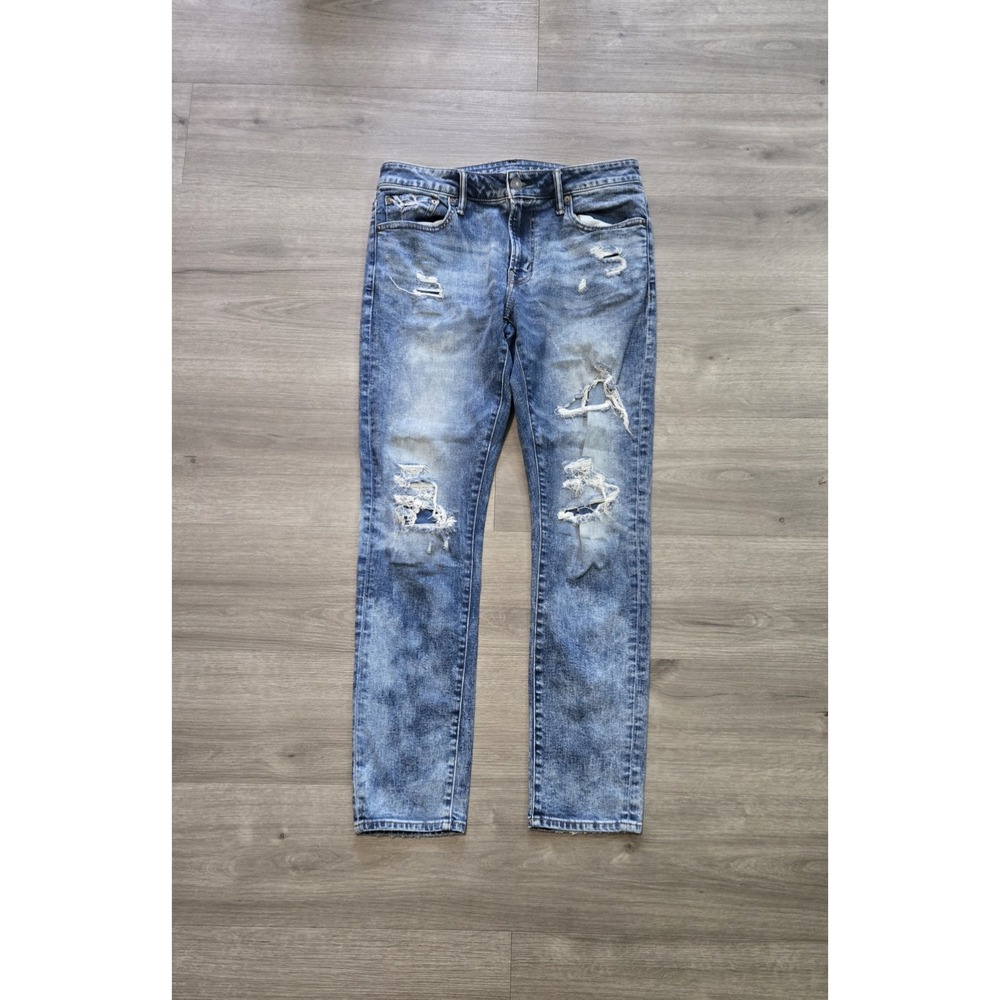 American Eagle Next Level Airflex Skinny Jeans Mens 33x32 Distressed Blue Denim